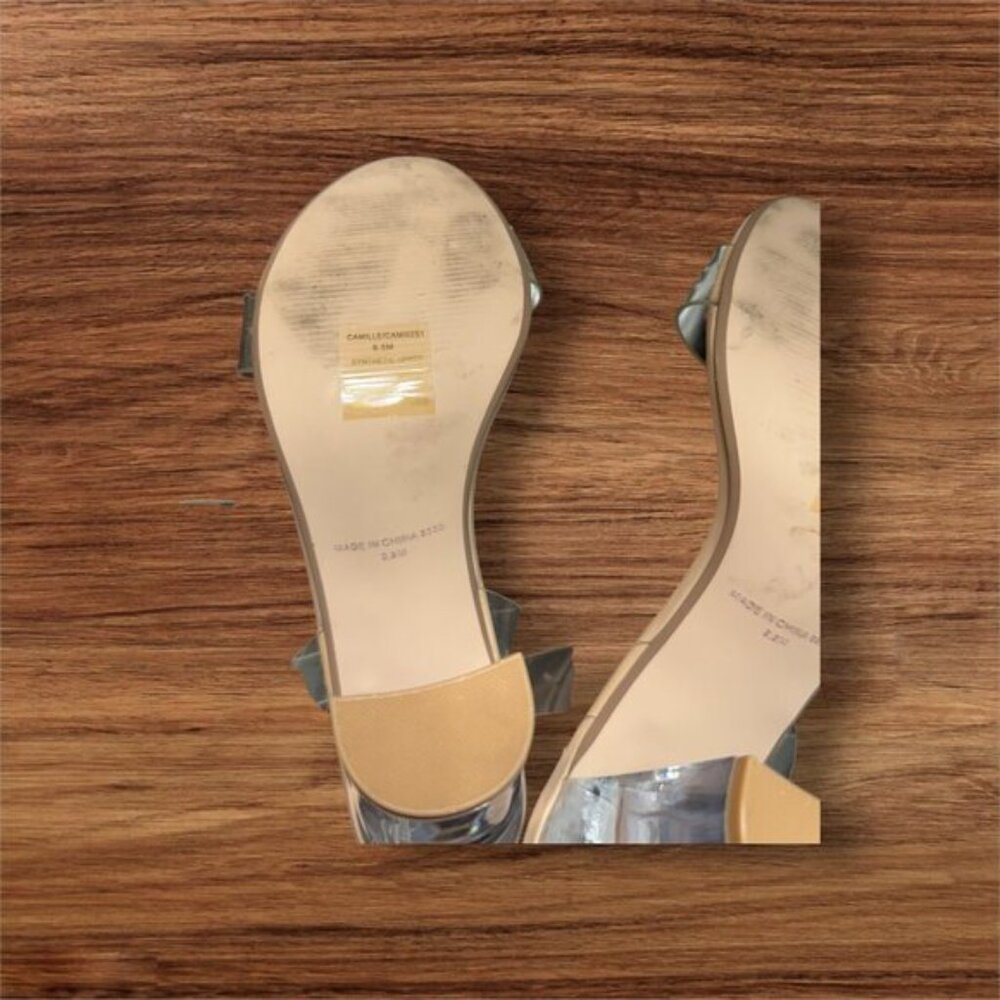Steve Madden Womens Camille Peep Toe Ankle Strap Sandals,‎ Clear Size 9.5 - Picture 8 of 9